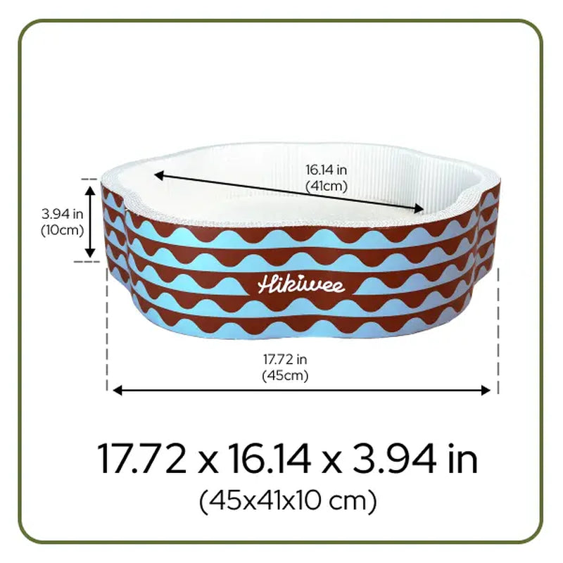 Hikiwee Premium White Kraft Corrugated Cat Scratcher Bed - Calming Sunken Flower Shape, Leopard Print/Art Deco/Mint Chocolate Animal Print, for Sensitive Cats, Heavy-Duty Scratch-Ready Less-Shedding Paperboard, Anti-Dust Base, Cozy Feel, Easy to Refresh