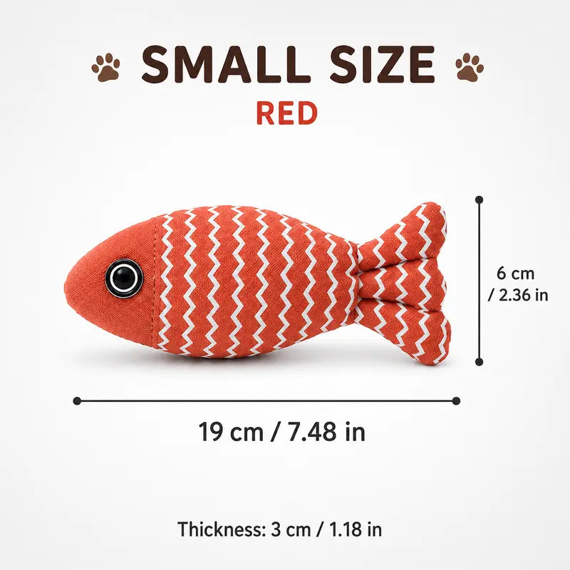 Catnip Fish Cat Kicker Toy - Soft Cotton-Linen Stuffed Toy with PP Cotton Filling, Wave Pattern, No Battery, Great for Indoor Cats' Kick & Bite Play, Stimulates Interactive Fun