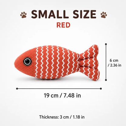 Catnip Fish Cat Kicker Toy - Soft Cotton-Linen Stuffed Toy with PP Cotton Filling, Wave Pattern, No Battery, Great for Indoor Cats' Kick & Bite Play, Stimulates Interactive Fun