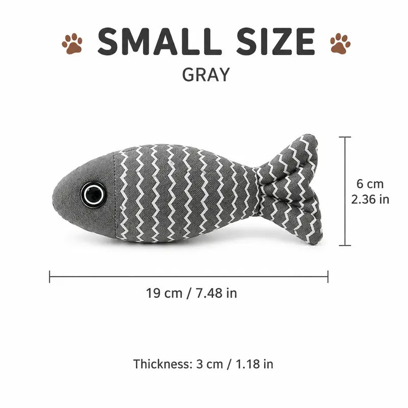 Catnip Fish Cat Kicker Toy - Soft Cotton-Linen Stuffed Toy with PP Cotton Filling, Wave Pattern, No Battery, Great for Indoor Cats' Kick & Bite Play, Stimulates Interactive Fun