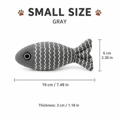 Catnip Fish Cat Kicker Toy - Soft Cotton-Linen Stuffed Toy with PP Cotton Filling, Wave Pattern, No Battery, Great for Indoor Cats' Kick & Bite Play, Stimulates Interactive Fun